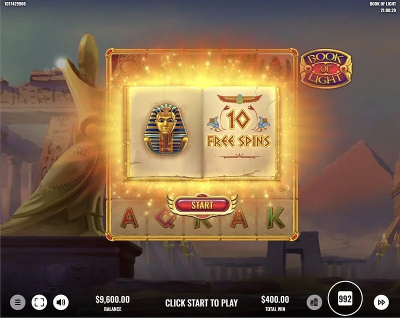 Book of Lights – Free Spins sākums un paplašinošais simbols